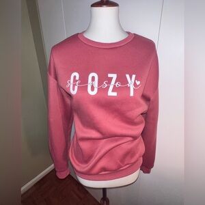 Cozy Women's Sweatshirt - Rusty Red "Cozy" Print